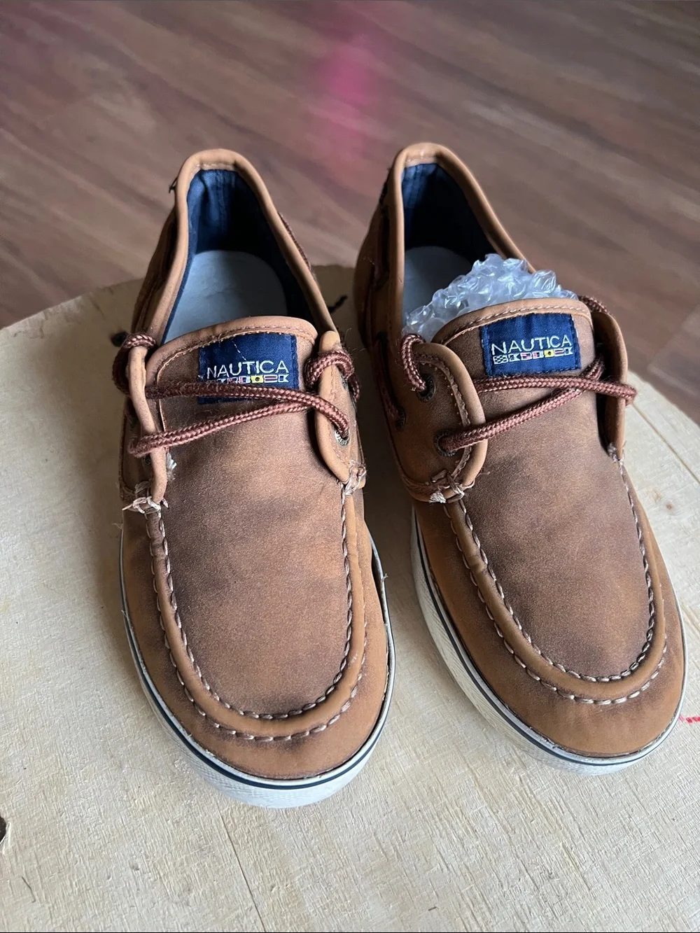 Nautica Tan Brown Leather Boat Shoes